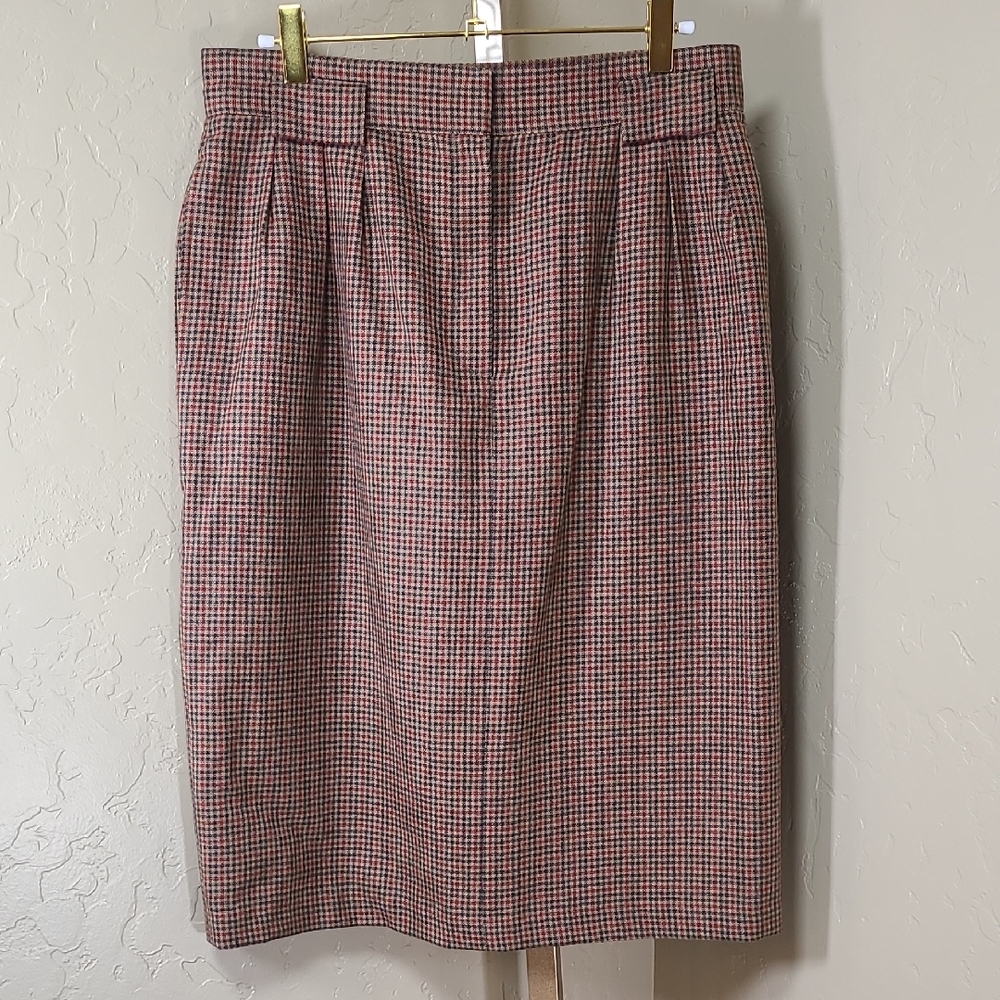 Jason Prescott Vintage Houndstooth‎ Classic Checkered Skirt 100% Pure Wool 14P